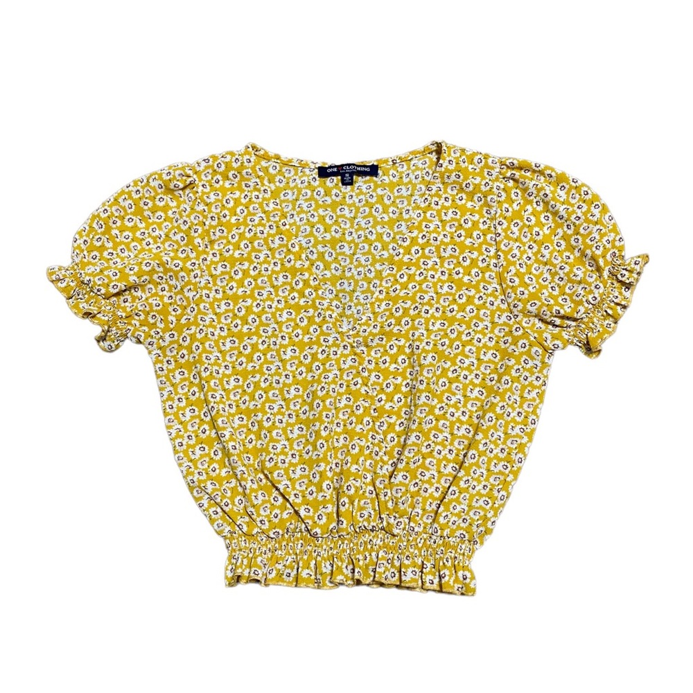 One Clothing Ditsy Floral Wrap Front Cropped Blouse